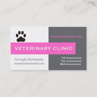 Carte De Visite Vet/Vétérinaire Clinique, rose de patte à l'oeil a