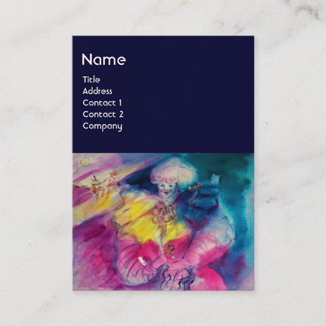 Carte De Visite VÊTEMENT AVEC OWL ET VIOLIN MONOGRAM, bleu rose (Devant)