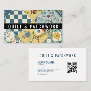 Carte De Visite Vêtement fait main en patchwork bleu jaune