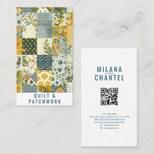Carte De Visite Vêtement fait main en patchwork bleu jaune
