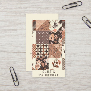 Carte De Visite Vêtement fait main en patchwork de quilt marron