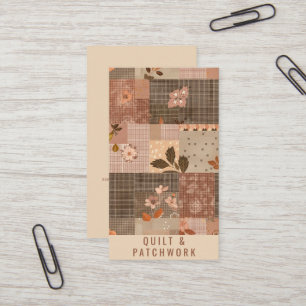 Carte De Visite Vêtement fait main en patchwork de quilt marron