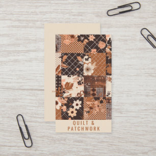Carte De Visite Vêtement fait main en patchwork de quilt marron