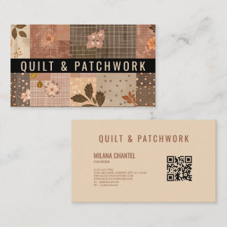 Carte De Visite Vêtement fait main en patchwork de quilt marron