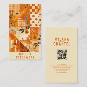 Carte De Visite Vêtement fait main en patchwork de quilt orange