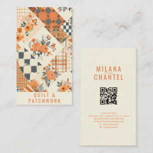 Carte De Visite Vêtement fait main en patchwork de quilt orange