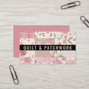 Carte De Visite Vêtement fait main en patchwork de quilt rose