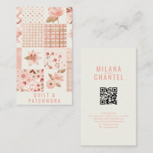 Carte De Visite Vêtement fait main en patchwork de quilt rose