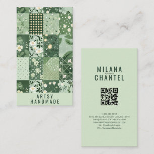Carte De Visite Vêtement fait main en patchwork de quilt vert