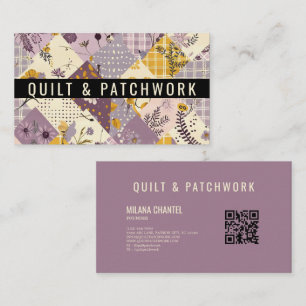 Carte De Visite Vêtement fait main en patchwork jaune lilas