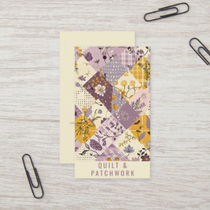 Carte De Visite Vêtement fait main en patchwork jaune lilas