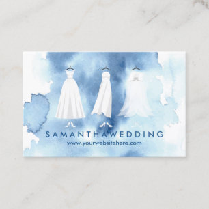 Carte De Visite Vêtements de Mariée Aquarelle Robe de Mariage Bleu