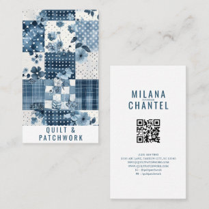 Carte De Visite Vêtements faits main en patchwork de quilt bleu