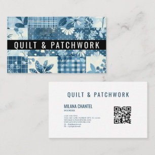Carte De Visite Vêtements faits main en patchwork de quilt bleu