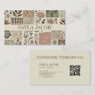 Carte De Visite Vêtements faits main en patchwork vert rose