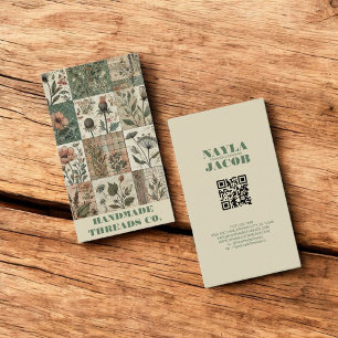 Carte De Visite Vêtements faits main en patchwork vert rose