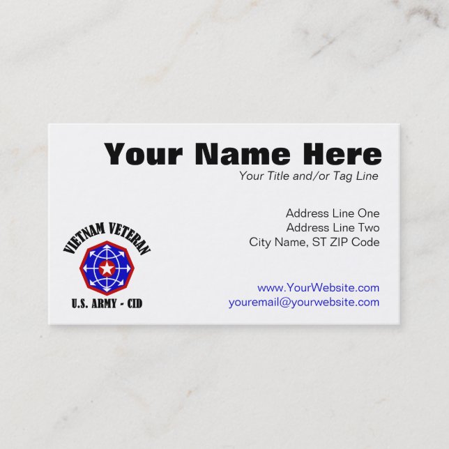 Carte De Visite Vétéran du Vietnam - CID (Devant)