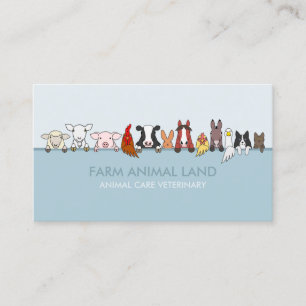 Carte De Visite Vétérinaire bleu pour animaux de ferme