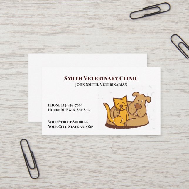 Carte de visite vétérinaire de clinique (Devant/Arrière en situation)