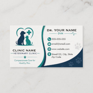 Carte de visite vétérinaire de clinique pour anima