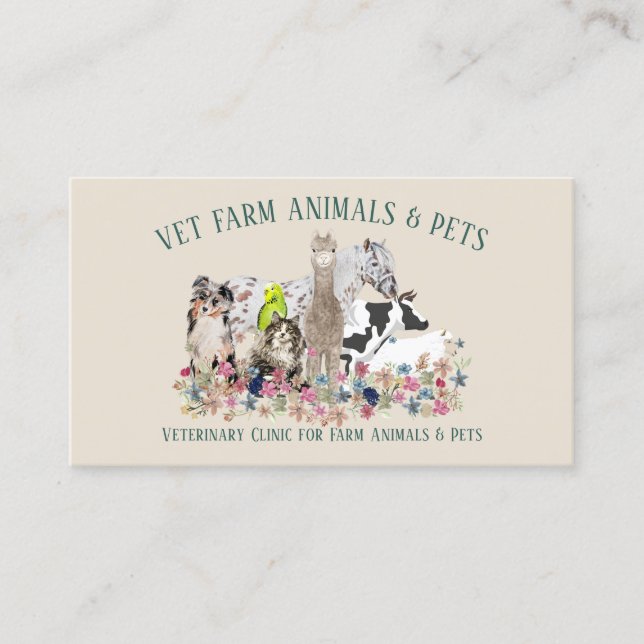 Carte De Visite Vétérinaire de ferme d'alpacas (Devant)