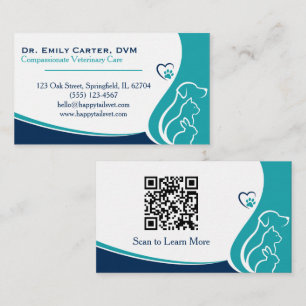 Carte de visite vétérinaire élégante avec code QR