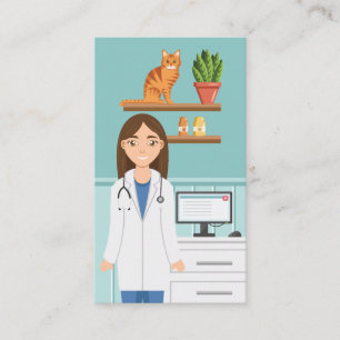 Carte De Visite Vétérinaire Femme Clinique Vétérinaire Animal Doct