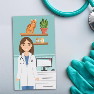 Carte De Visite Vétérinaire Femme Clinique Vétérinaire Animal Doct