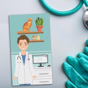 Carte De Visite Vétérinaire Homme Clinique Vétérinaire Avec Chat M