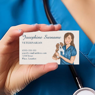 Carte De Visite Vétérinaire Médecin Animal de Compagnie Fille Vété