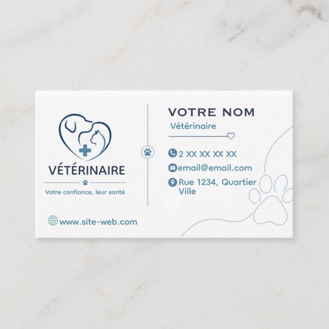 Carte de visite vétérinaire personnalisable  (Devant)