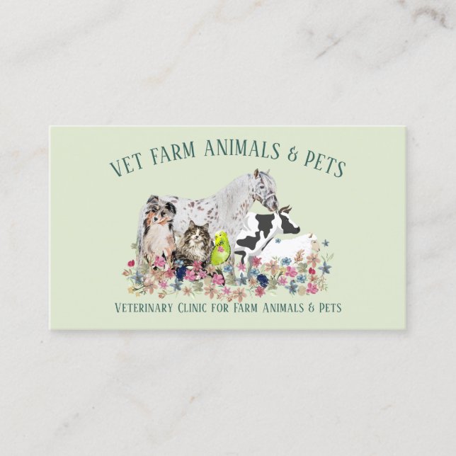 Carte De Visite Vétérinaire pour animaux mixtes (Devant)