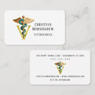 Carte De Visite Vétérinaire V symbole de Caducée 1