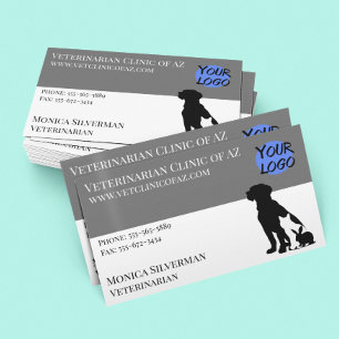 Carte De Visite Vétérinaire Vet Paw Black Grey Bloquer votre logo