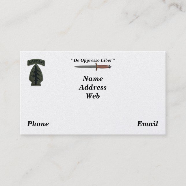 Carte De Visite Vétérinaires de sof de sfg de sf de bérets verts (Devant)