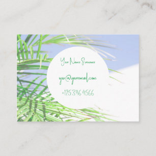 Carte De Visite Vibes d'été Palm Tree Feuilles Pale Green Pastel