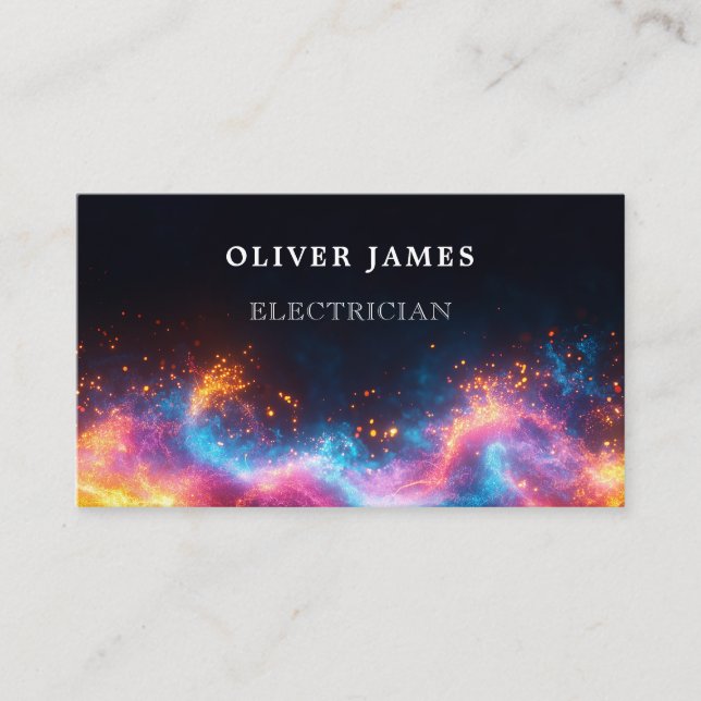 Carte De Visite Vibrant Colourful Sparks Electrician and Engineer (Devant)