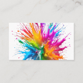 Carte De Visite Vibrant Rainbow Paint Splatter Explosion