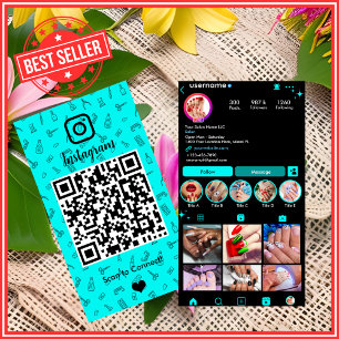 Carte De Visite Vibrant Turquoise Institut de Manucure Instagram Q