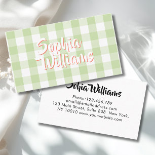 Carte De Visite Vichy Vert Blanc