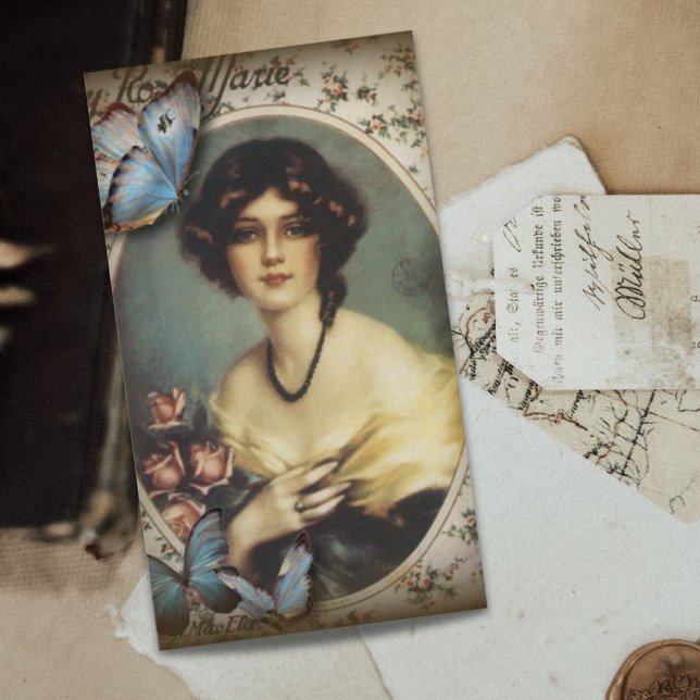 Carte De Visite victorien de mode parisienne rétro (retro parisian fashion floral victorian business card)