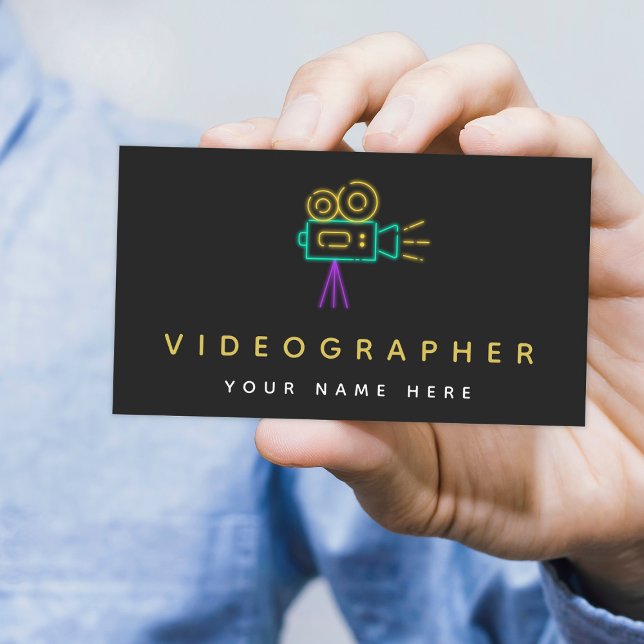 Carte De Visite Vidéographe cinéaste Vidéo Photo Caméra néon (Créateur téléchargé)
