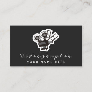 Carte De Visite Vidéographe Simple Noir & Blanc Médias Sociaux
