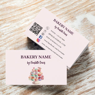 Carte De Visite Viennoiserie pâtisserie rose pâtisserie cupcakes b