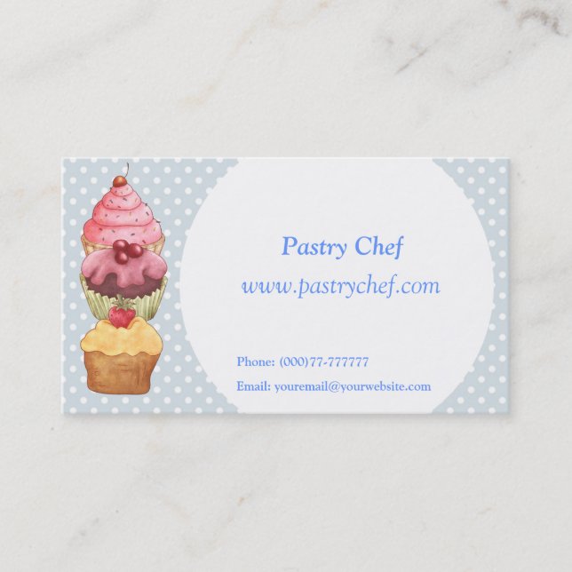 Carte De Visite Viennoiseries de gâteaux de cupcake (Devant)