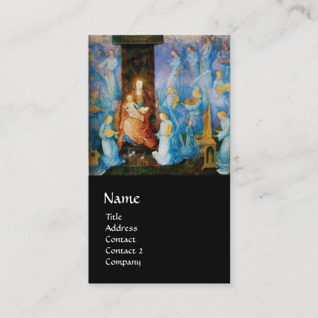 Carte De Visite VIERGE AVEC ENFANT - CONCERT DES ANGELS BLEUS Noir (Devant)