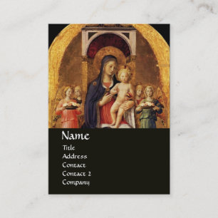 Carte De Visite VIERGE AVEC ENFANT ET ANGELS, noir