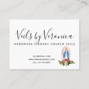 Carte De Visite Vierge catholique traditionnelle Marie Roses relig