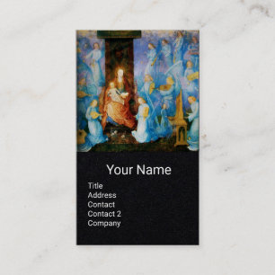 Carte De Visite VIERGE ET ENFANT, ANGELS MUSICAUX BLEUS Papier noi