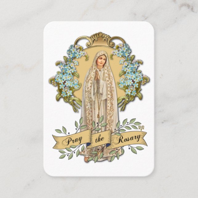 Carte De Visite Vierge Marie Fatima Prière Rosaire Catholique Flor (Devant)